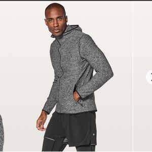 Lululemon men’s surge warm full zip heathered black sz large like new condition